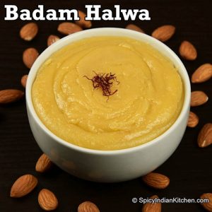 Read more about the article Badam Halwa recipe in Tamil | பாதாம் அல்வா | How to make badam halwa | Almond Pudding | Halwa in Tamil