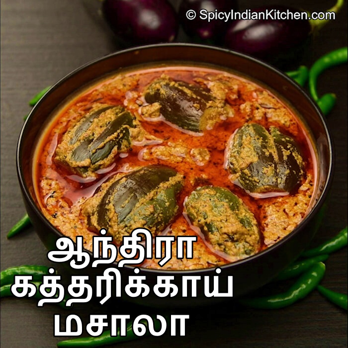 Read more about the article Stuffed Brinjal Curry in Tamil | ஆந்திரா கத்திரிக்காய் மசாலா | Andhra style Brinjal Curry