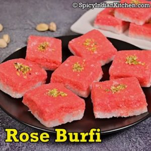 Read more about the article Rose Coconut Burfi | Rose Burfi Recipe | 2 layer coconut Burfi | Double layer coconut Burfi